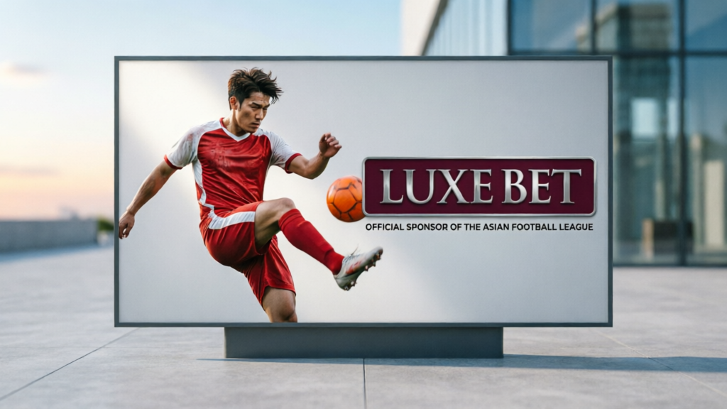 AI-generated billboard ad featuring a soccer player next to casino signage