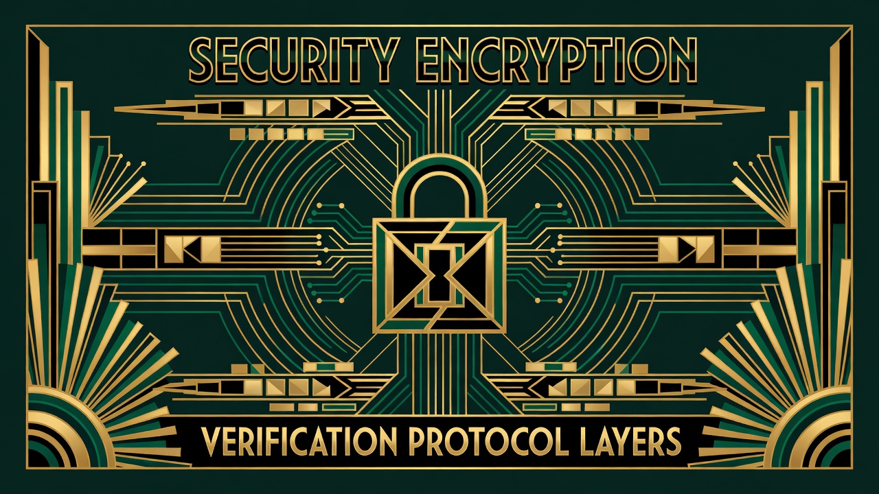 security encryption lock symbol with data pathway shielding and verification protocol layers