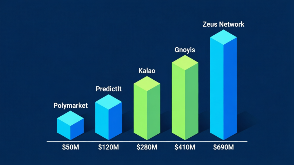 on-chain TVL leaderboard bars for prediction market protocols