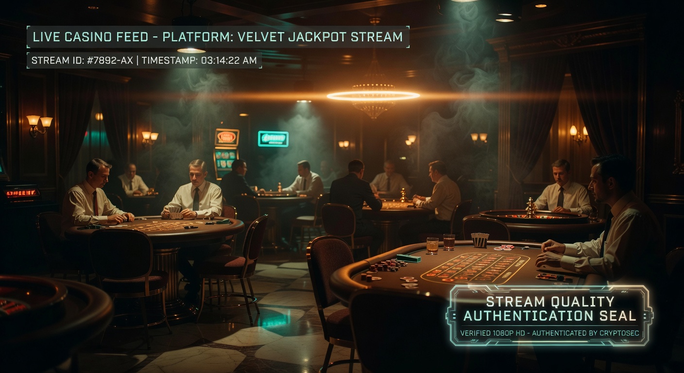 live casino video feed with platform identification elements and stream quality authentication seal visible