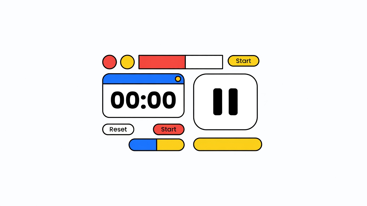 countdown timer interface with pause button enlarged, session clock resetting to zero state visible