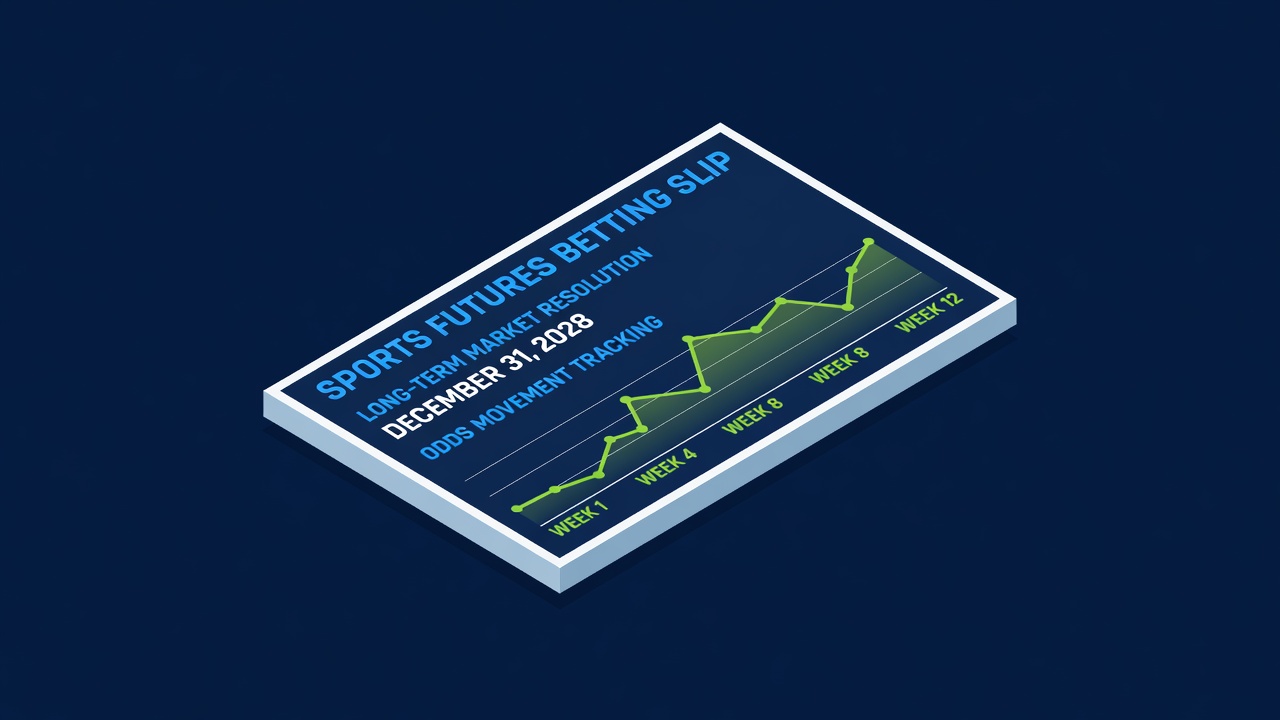 sports futures betting slip with long-term market resolution date and odds movement tracking across weeks