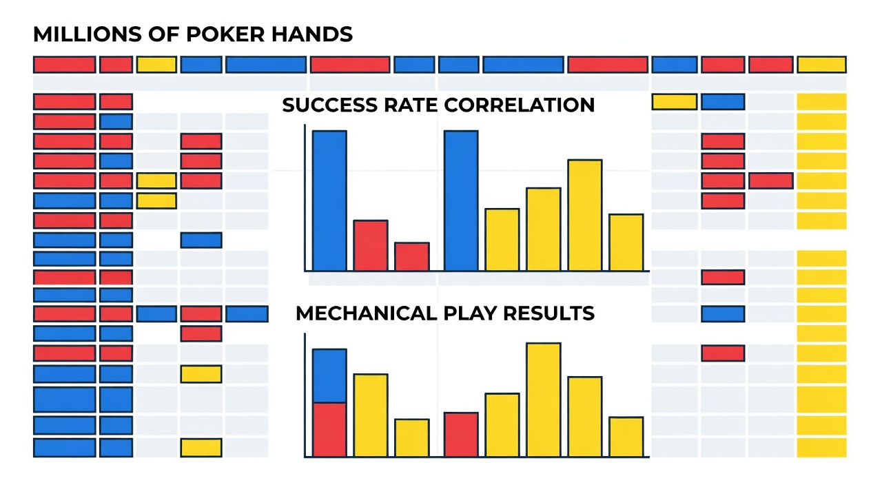 statistical analysis spreadsheet analyzing millions of poker hands with success rate correlation and mechanical play results