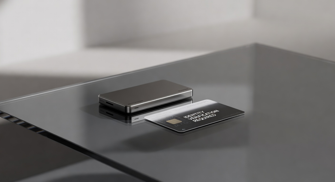 Cryptocurrency wallet symbol with verification identity document requirement