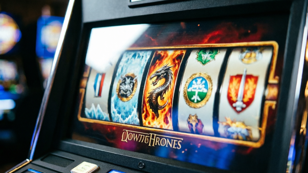 casino slot machine screen showing Game of Thrones themed reels