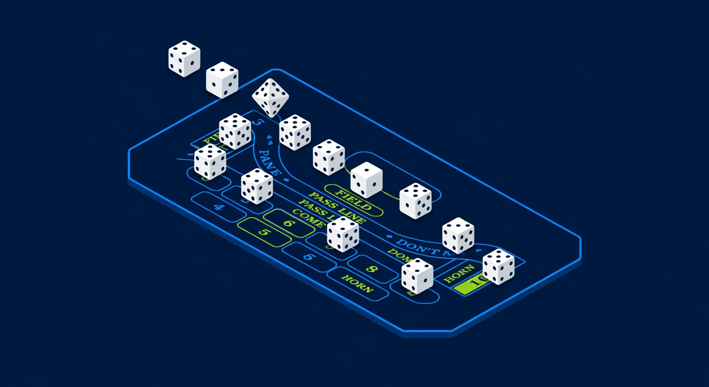 Dice tumbling across a craps table with precision and controlled momentum