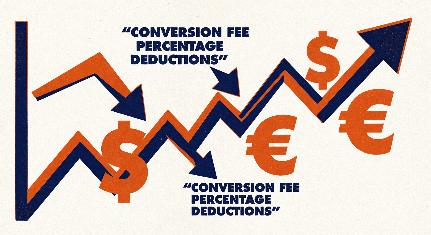 Currency exchange rate chart showing conversion fee percentage deductions