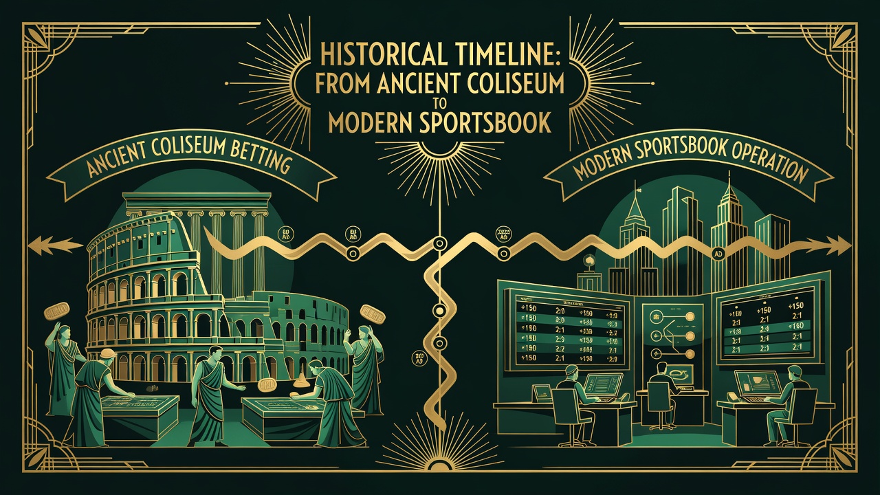 Historical timeline from ancient coliseum betting to modern sportsbook operation comparison