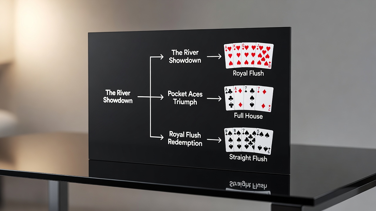 poker hand outcome decision tree showing memorable hand results and winning combination diagrams
