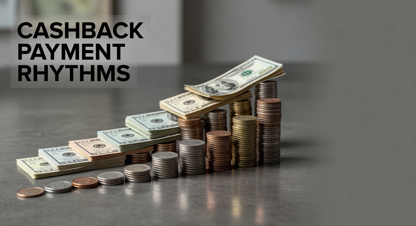 Stacked coins and currency notes representing cashback payment rhythms