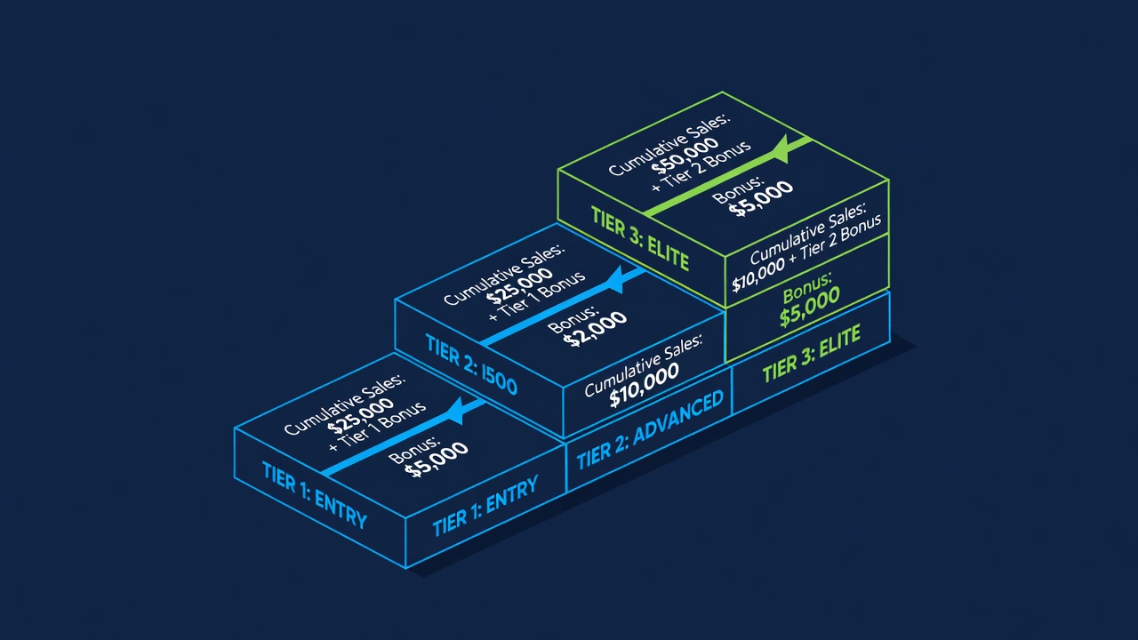 bonus package comparison chart with multi-tier structure and cumulative requirement calculations detailed