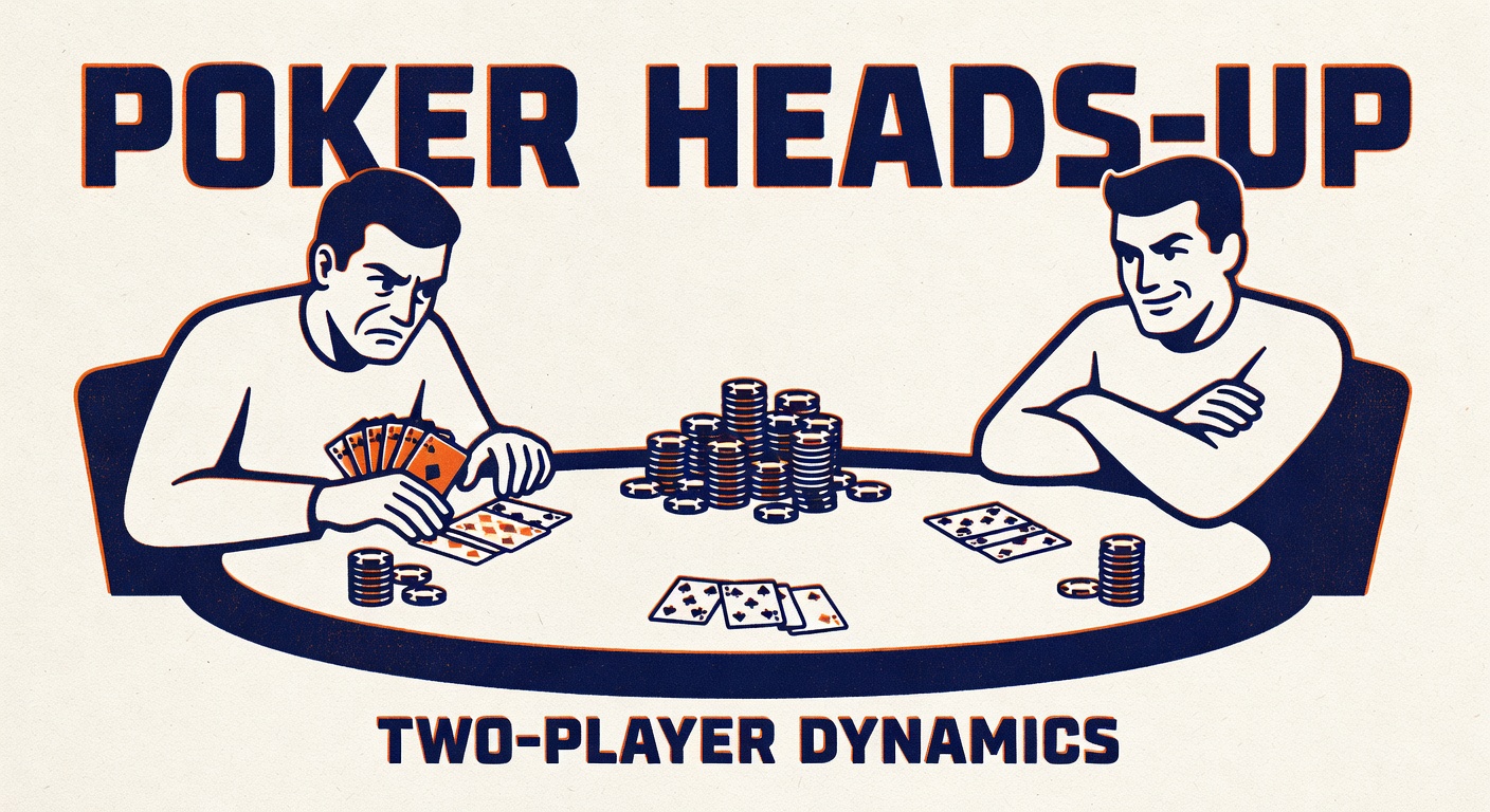 Poker heads-up match setup showing two-player table configuration and dynamics