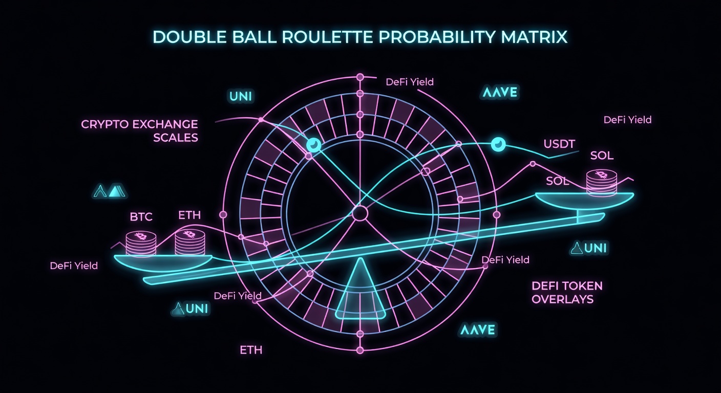 Double ball roulette probability matrix with cryptocurrency exchange scales and DeFi token overlays