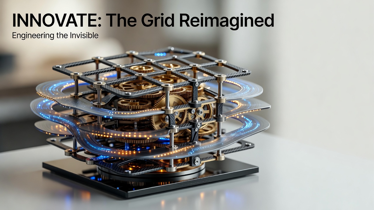 spinning grid expansion mechanism showing mechanical complexity beneath dynamic visual appearance