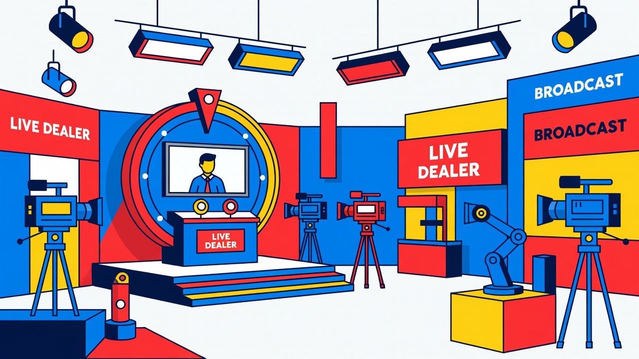 game show set stage converted into live dealer broadcast studio with multiple cameras