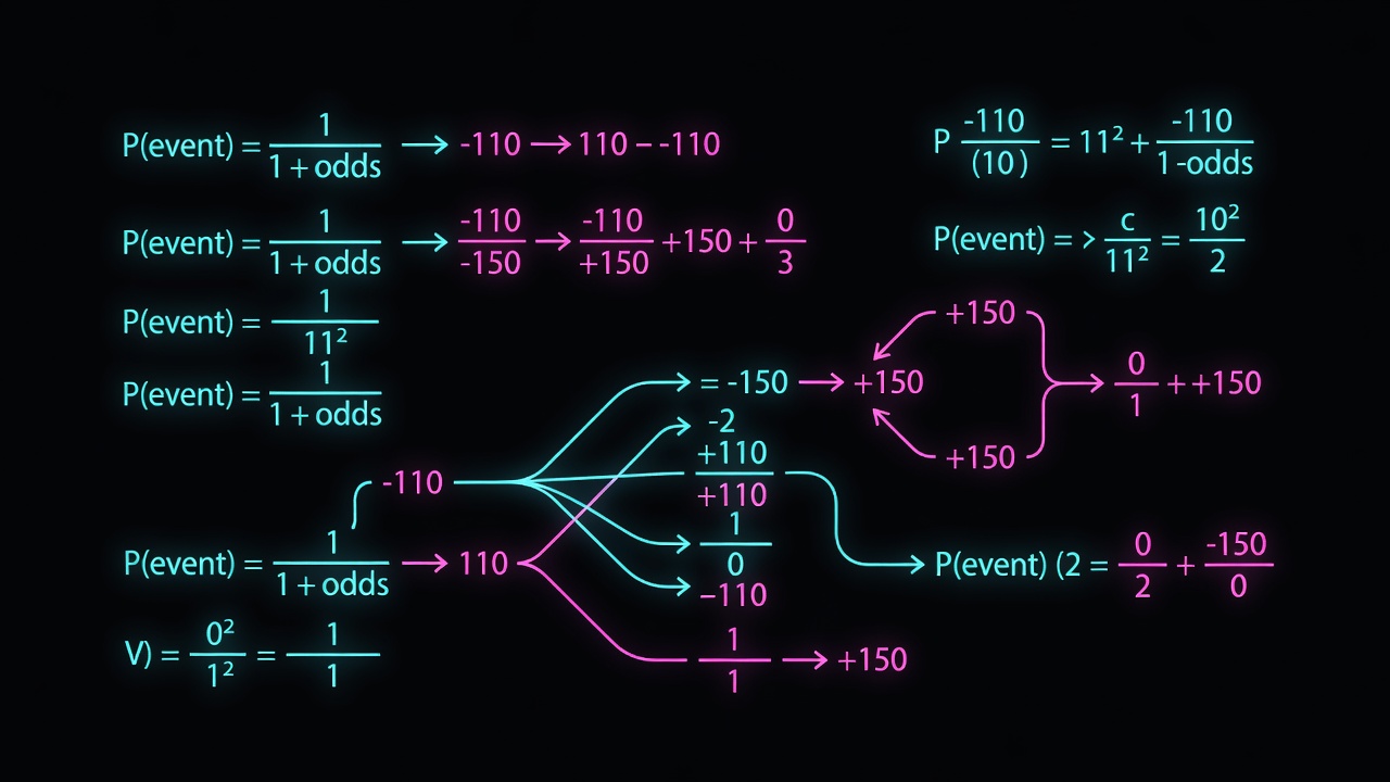 mathematical formula breakdown comparing probability odds against betting lines positions