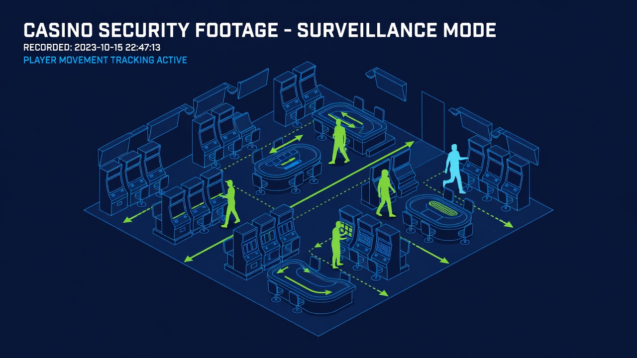 casino security footage frame showing player movement through gaming floor surveillance