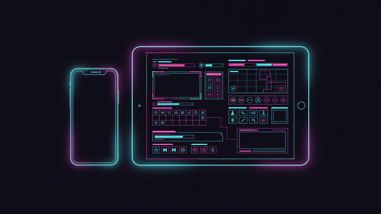 small smartphone device next to larger tablet showing game interface scaling differences and screen adaptation