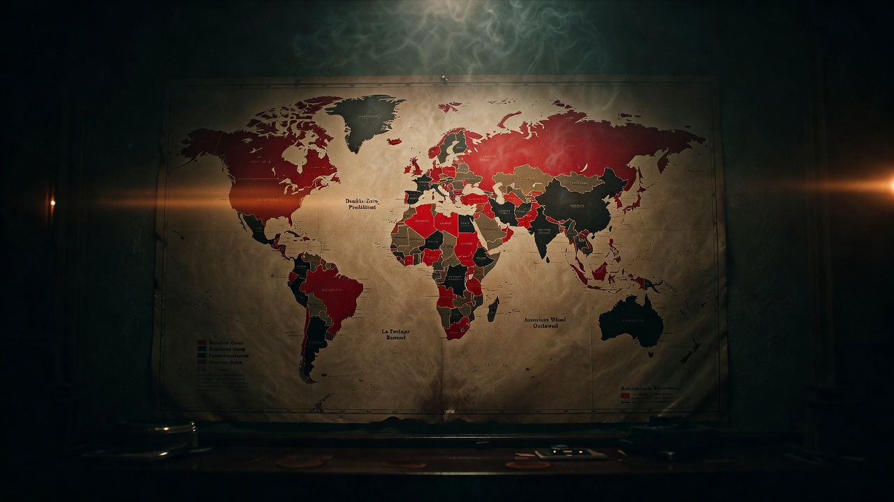 world map showing different colored regions marking banned roulette game variations per jurisdiction