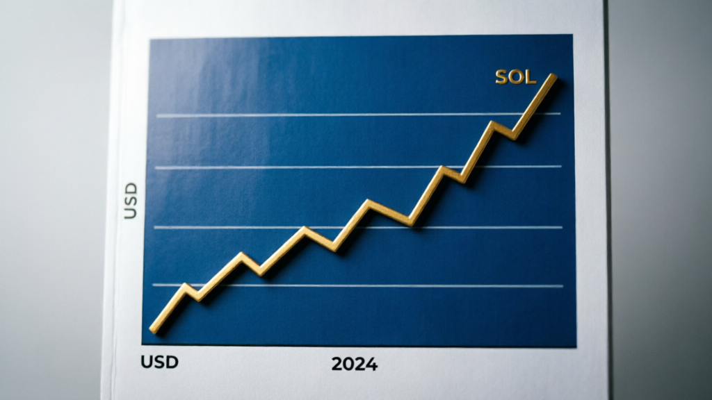 chart showing SOL price line rising above four flat lines