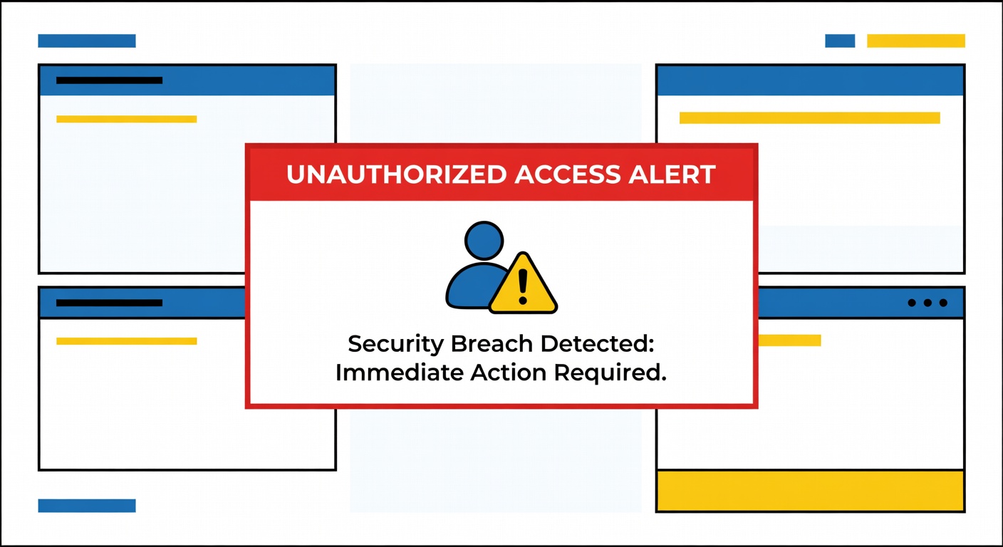 account security breach detection interface showing unauthorized access alert notification