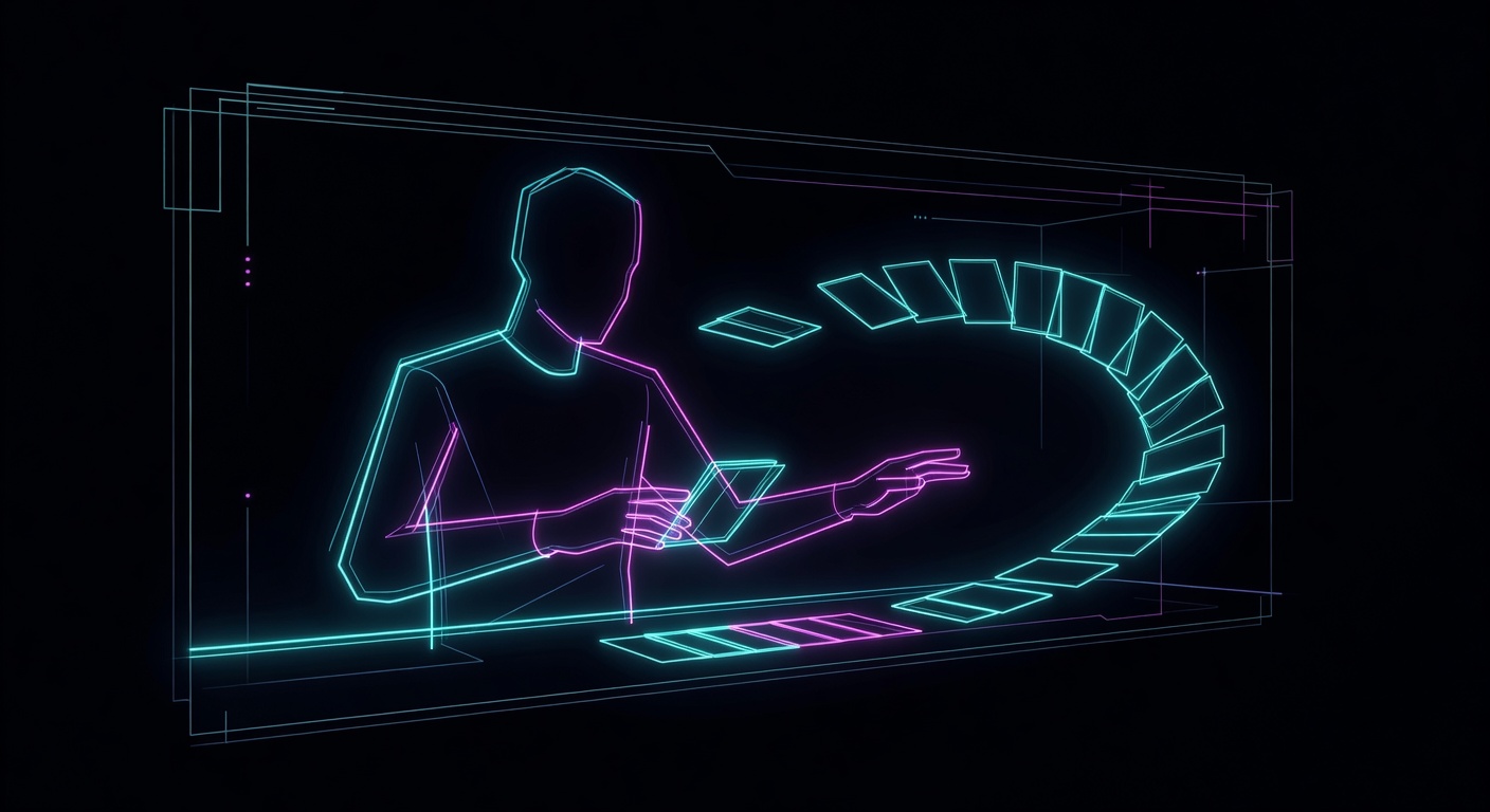 artificial intelligence dealer animation showing digital card dealing interface on screen