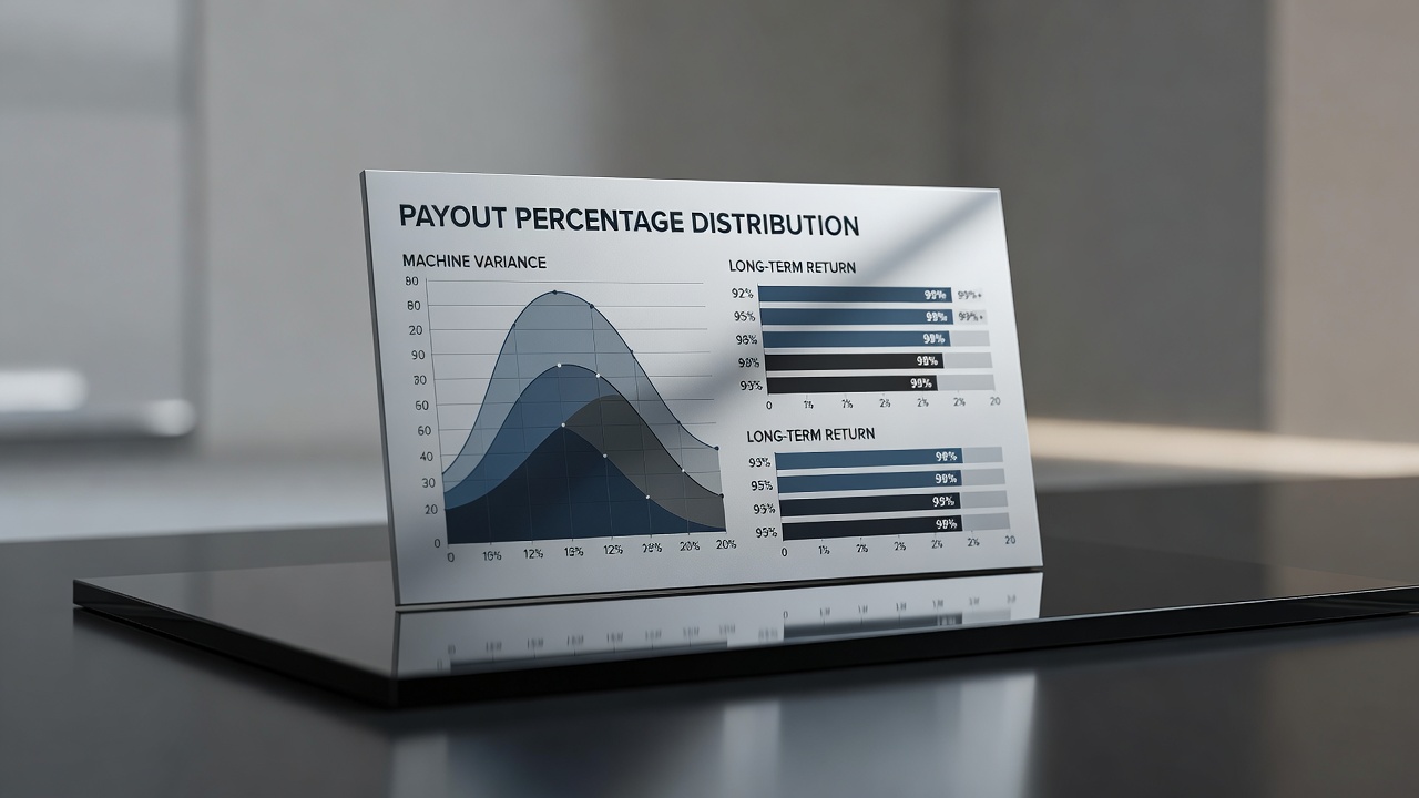 payout percentage distribution chart comparing machine variance with long-term return specifications marked by percentage