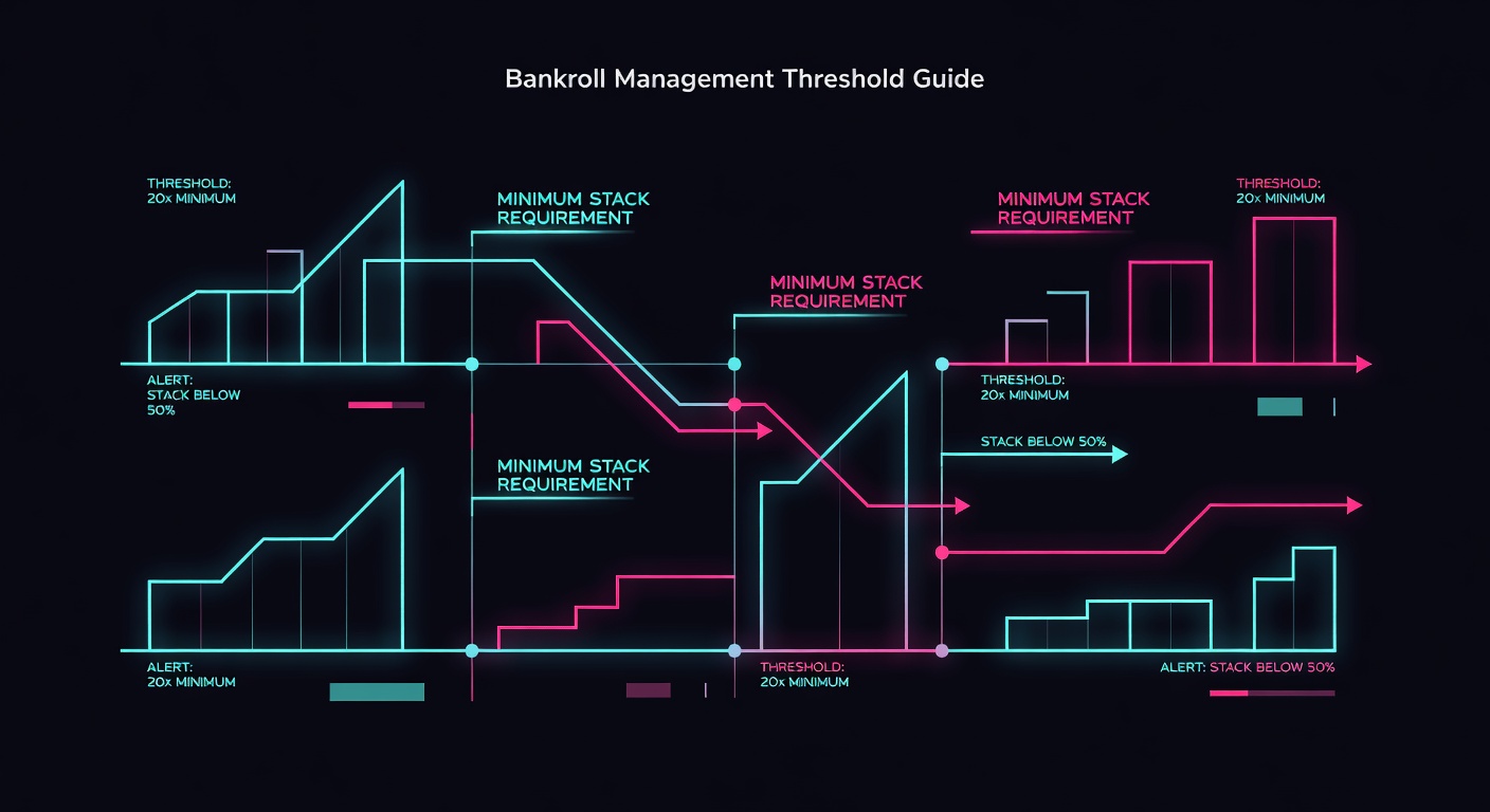 Bankroll management threshold guide with minimum stack requirement indicators