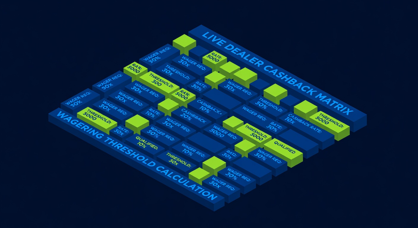Live dealer cashback condition matrix with wagering requirement threshold calculation