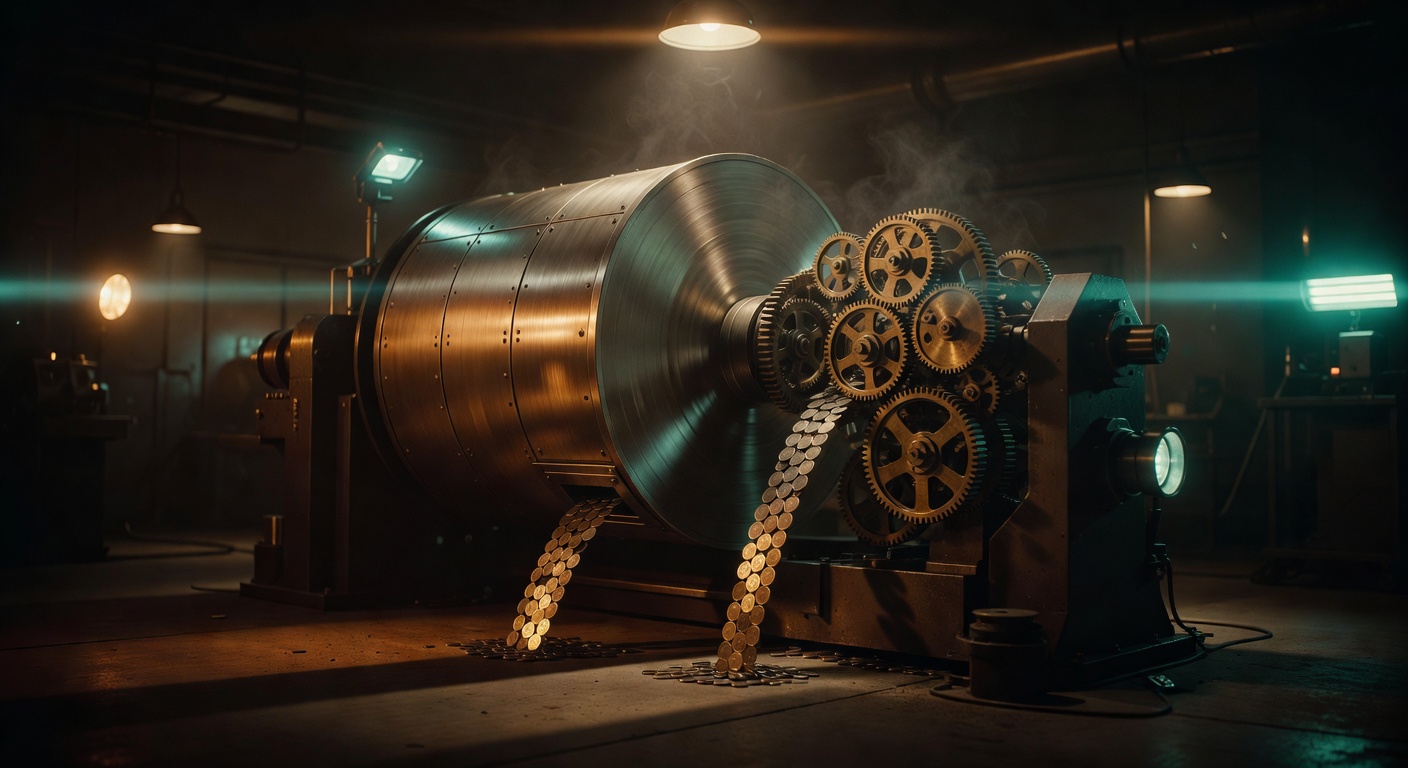 Mechanical spinning cylinder mechanism with gear assembly innovation enabling automated payout