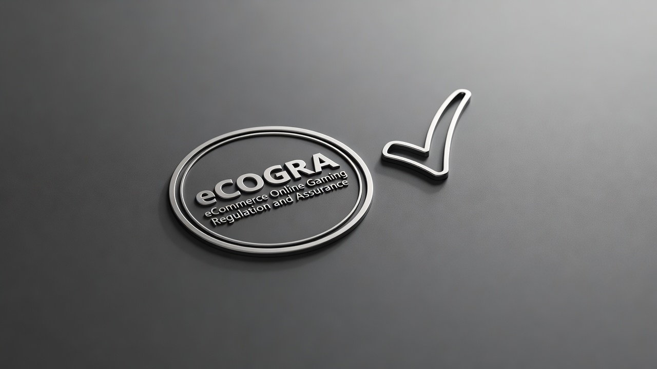 eCOGRA certification seal with independent audit compliance checkmark validation