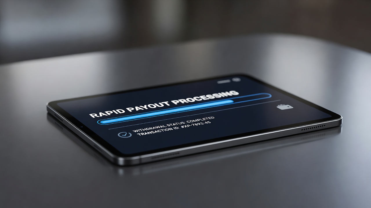 online casino withdrawal dashboard showing rapid payout processing status bar