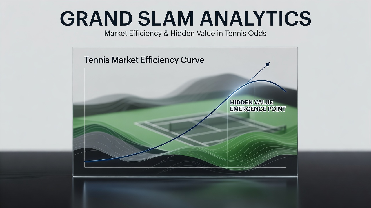 Tennis market efficiency curve showing hidden value emergence point on Grand Slam odds landscape