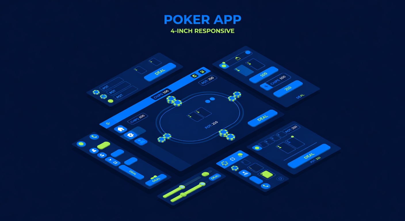 Poker app interface displaying four inch width responsive screen layout
