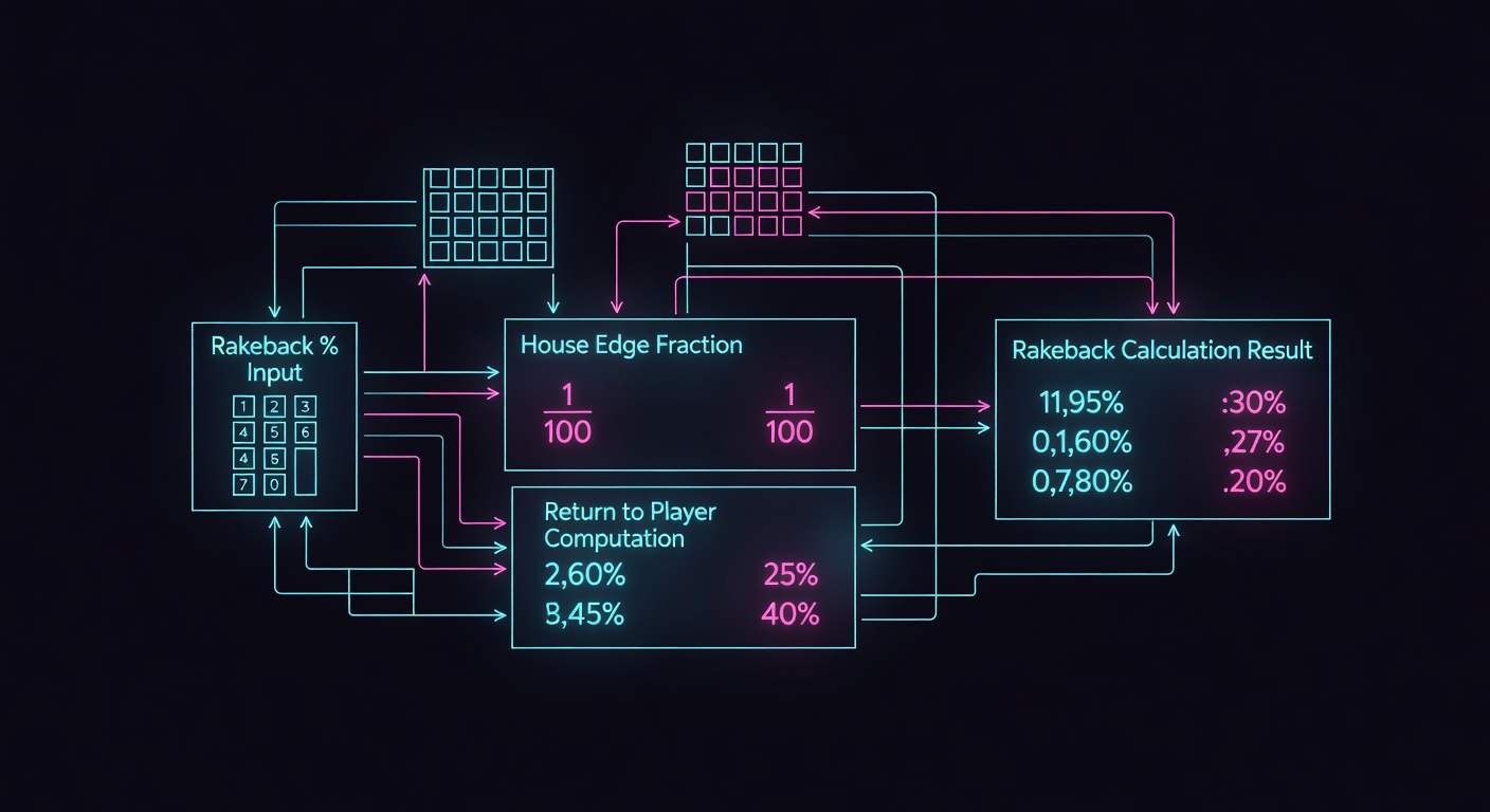 Rakeback percentage calculator with house edge fraction return to player computation