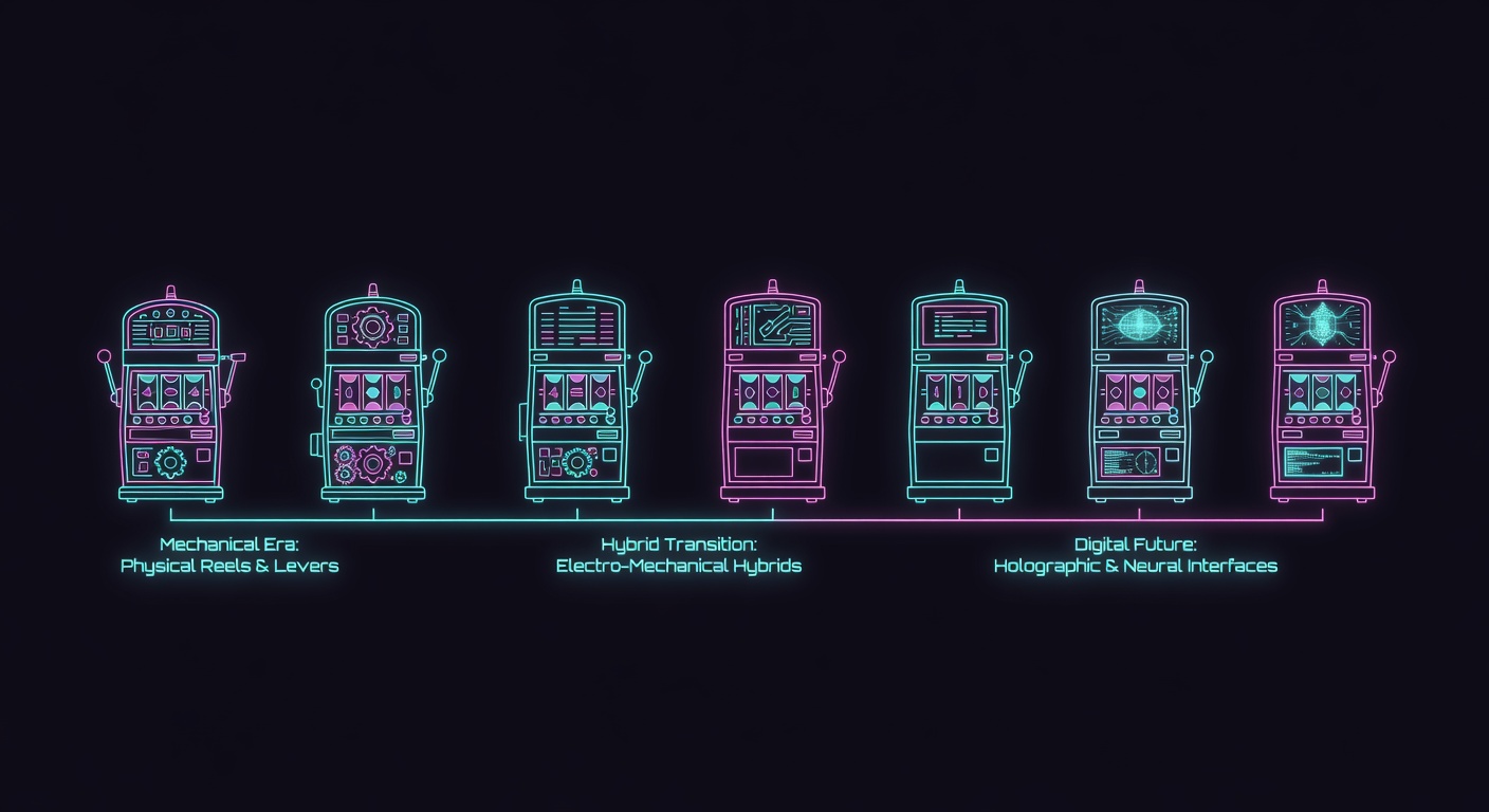 Slot bonus feature evolution timeline showing mechanical to digital transformation