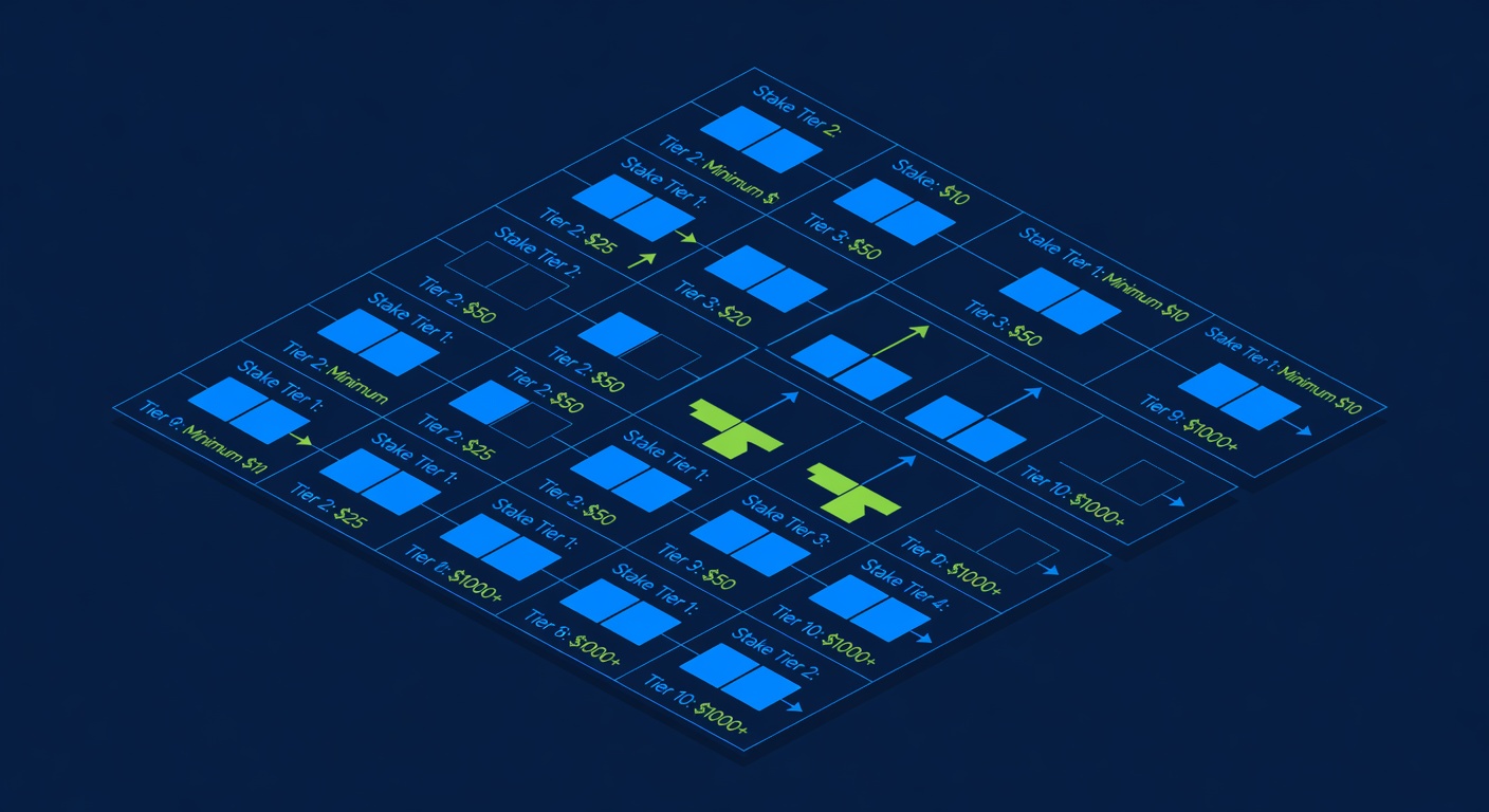 Table minimum brackets displayed in ascending grid format with stake tiers