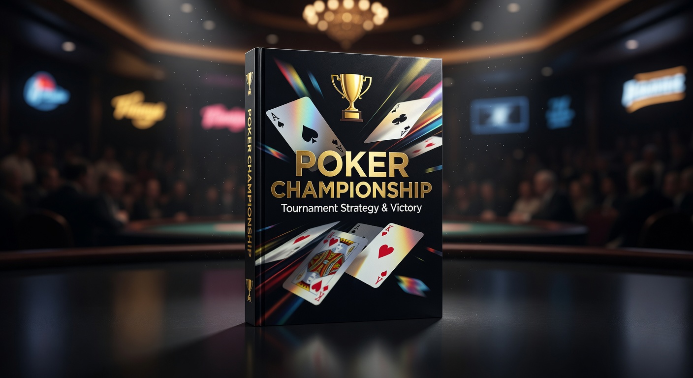 Poker book cover composition representing cards and championship tournament energy