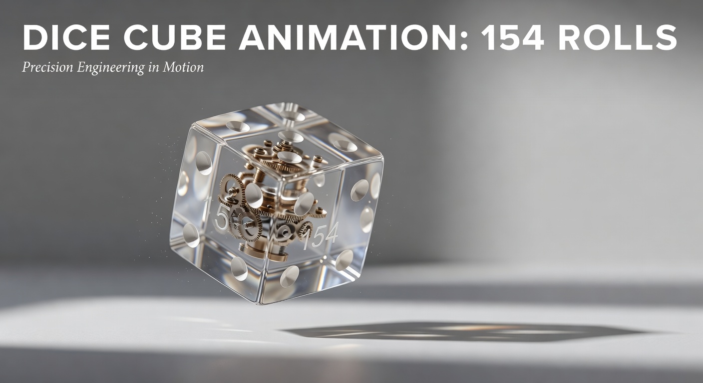 Dice cube animation executing one hundred and fifty four consecutive rolls