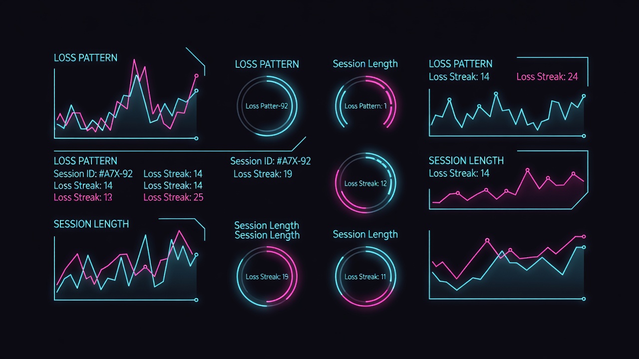 Slot session tracking data dashboard with loss pattern and session length metrics
