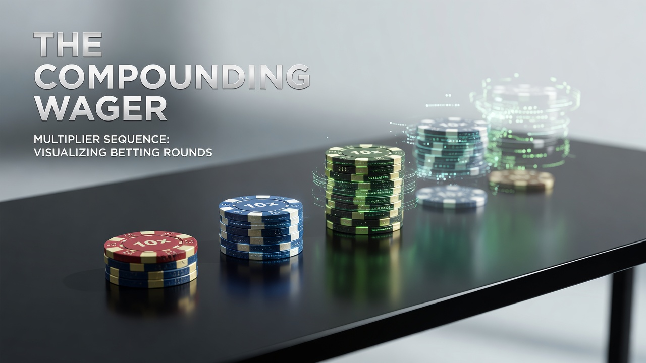 multiplier sequence showing compounding effect of wagering requirements across betting rounds visually