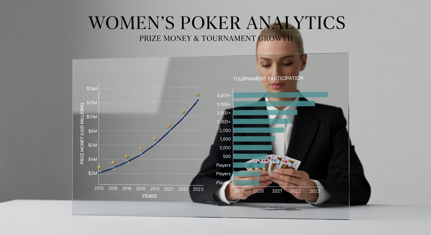 Women poker player statistics with prize money and tournament participation growth