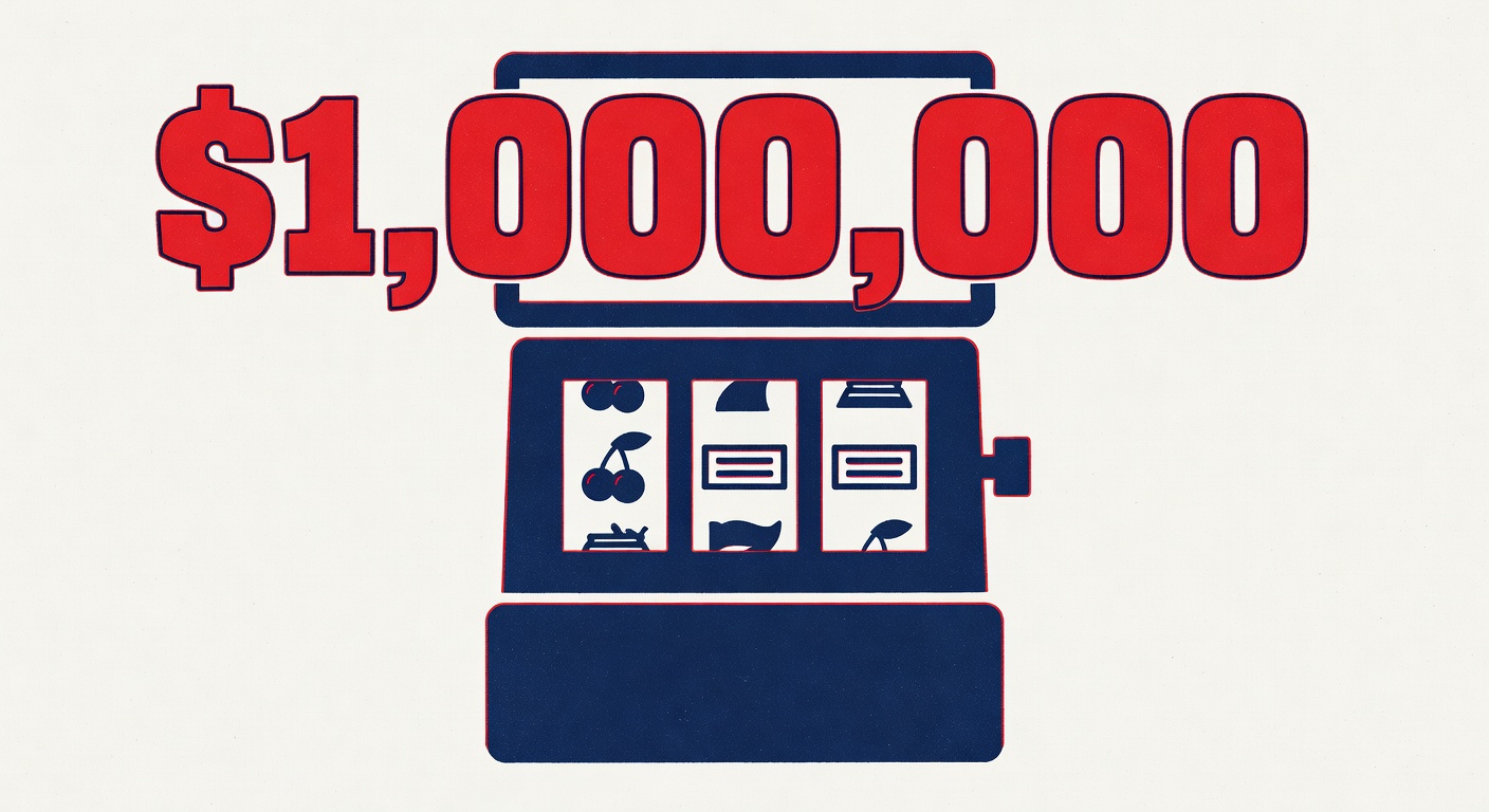Record-breaking slot machine jackpot payout amount displayed prominently