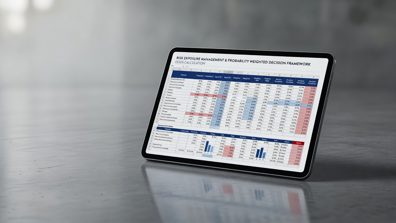 spreadsheet odds calculation showing risk exposure management and probability weighted decision framework