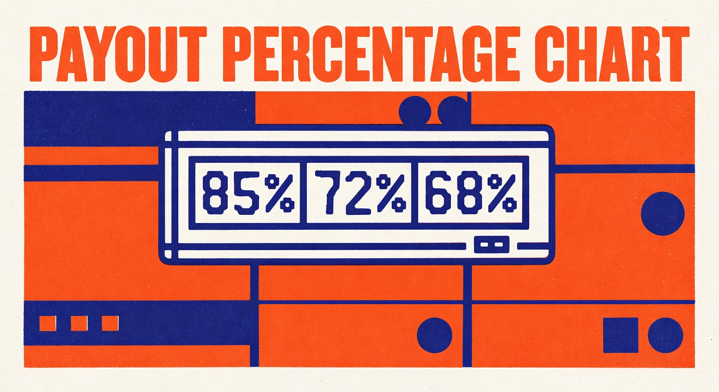 Payout percentage chart displayed on digital display with percentages