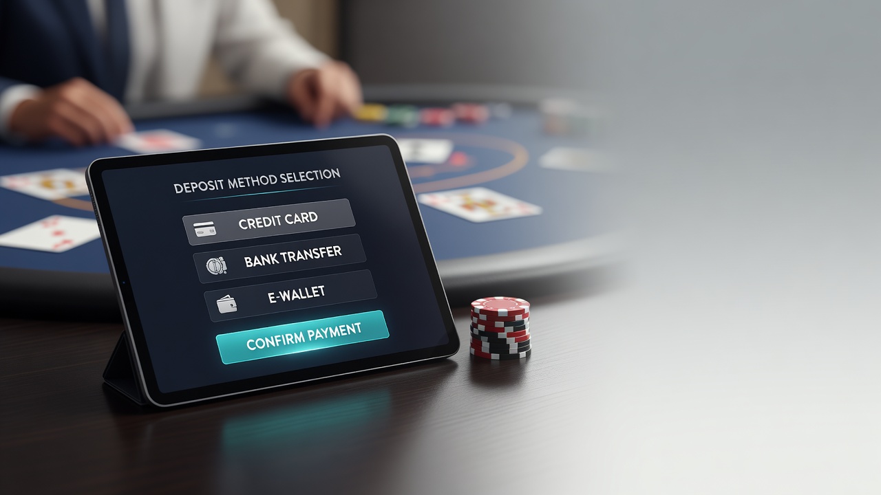 Deposit method table game session payment option selection