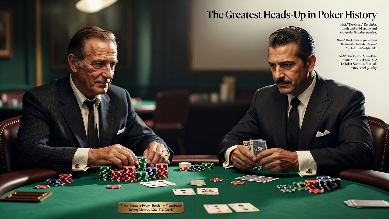 World Series Poker Johnny Moss Nick Greek heads-up table