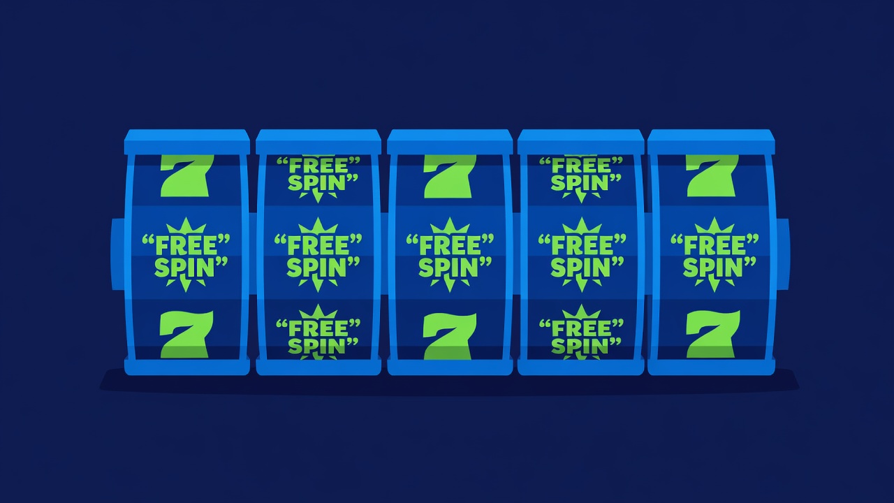 five reels with scattered free-spin symbols highlighted