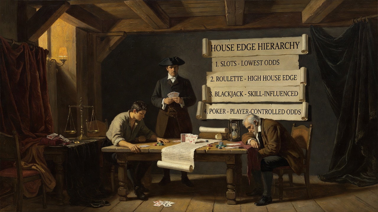 House edge table game ranking player odds hierarchy
