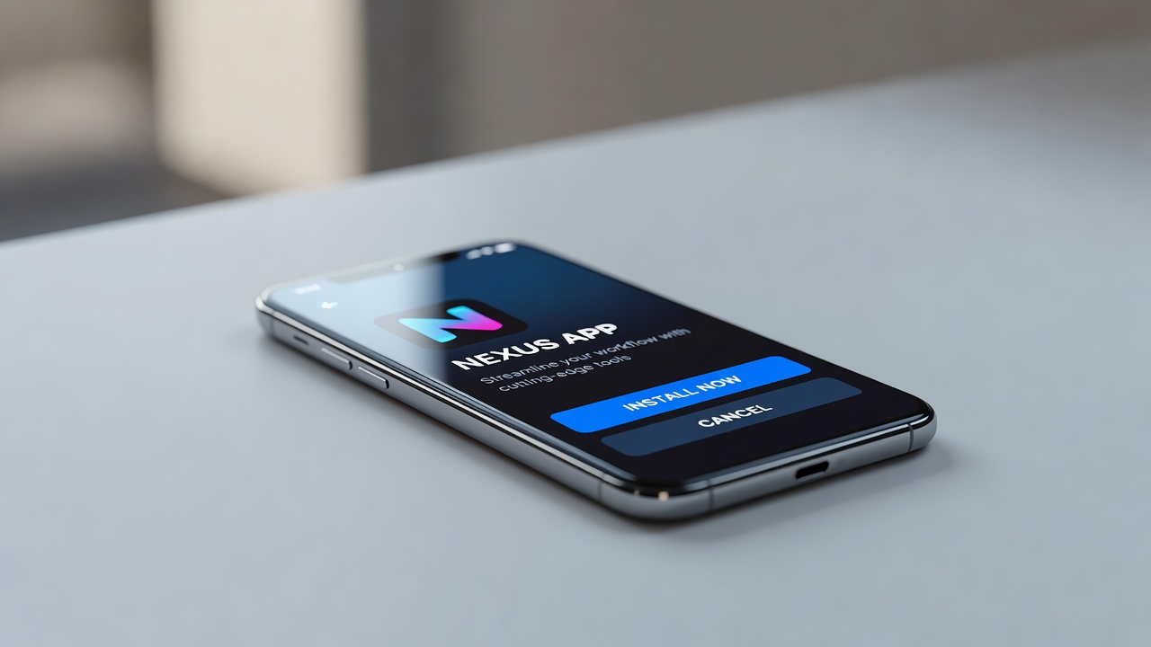 smartphone screen displaying application store interface and installation prompt buttons